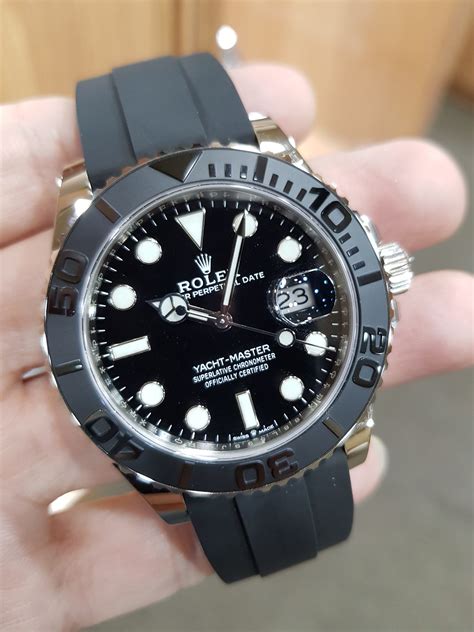 rolex yacht master steel ceramic bezel black dial rubber price|rolex yacht master price.